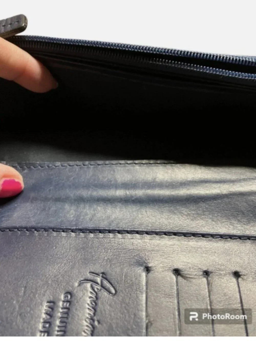 ANONIMO FIORENTINO ITALY VINTAGE NAVY BLUE SOFT LEATHER WRISTLET WALLET